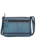 Bellicci Leren schoudertas "Koffi" blauw - (B)26 x (H)18 x (D)7 cm