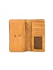 Bellicci Leren portemonnee "Perla" okergeel - (B)17,5 x (H)10 x (D)3 cm