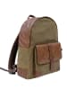 SPARWELL Leren rugzak "Stable Sawyer" kaki/lichtbruin - (B)31 x (H)41 x (D)15 cm