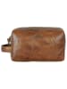 WEZBEY Skórzana kosmetyczka "Adrian" w kolorze jasnobrązowym - 22 x 11 x 8 cm