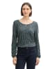 Tom Tailor Bluse in Dunkelblau/ Grün