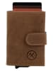 HIDE & STITCHES Leder-Geldbörse in Hellbraun - (B)7,5 x (H)10 x (T)2 cm
