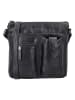 HIDE & STITCHES Leder-Umhängetasche in Schwarz - (B)25 x (H)23 x (T)4 cm