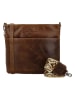 HIDE & STITCHES Leder-Umhängetasche in Braun - (B)26 x (H)25 x (T)4,5 cm