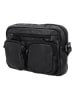 HIDE & STITCHES Leren schoudertas zwart - (B)27 x (H)20 x (D)6 cm