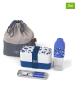 Monbento 7-delige lunchset "Leopard" blauw/grijs