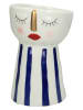 Kersten Bloempot "Face" wit/donkerblauw - (B)13 x (H)18 x (D)12 cm