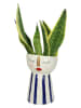 Kersten Bloempot "Face" wit/donkerblauw - (B)13 x (H)18 x (D)12 cm