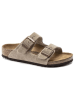 Birkenstock Leren slippers "Arizona" taupe