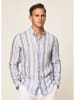 Hackett London Leinen-Hemd - Regular fit - in Weiß/ Hellblau/ Blau