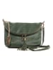 Lucca Baldi Leder-Umhängetasche "Cetona" in Khaki - (B)24 x (H)18 x (T)4 cm