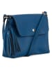Lucca Baldi Leder-Umhängetasche "Bagni" in Blau - (B)25 x (H)17 x (T)7 cm