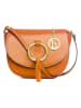 Lia Biassoni Leder-Umhängetasche "Tidone" in Hellbraun - (B)20 x (H)18 x (T)8 cm