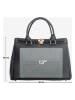 Lia Biassoni Leder-Henkeltasche "Nure" in Schwarz - (B)36 x (H)28 x (T)18 cm