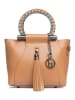 Lia Biassoni Leren handtas "Garlate" lichtbruin - (B)28 x (H)21 x (D)10 cm
