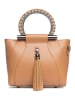 Lia Biassoni Leren handtas "Garlate" lichtbruin - (B)28 x (H)21 x (D)10 cm