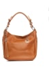 Lia Biassoni Leder-Schultertasche "Monate" in Hellbraun - (B)36 x (H)26 x (T)10 cm