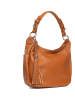 Lia Biassoni Leren schoudertas "Monate" lichtbruin - (B)36 x (H)26 x (D)10 cm