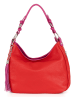 Lia Biassoni Leder-Schultertasche "Garga" in Rot - (B)36 x (H)26 x (T)10 cm