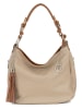 Lia Biassoni Leder-Schultertasche "Garga" in Beige - (B)36 x (H)26 x (T)10 cm
