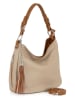 Lia Biassoni Leder-Schultertasche "Garga" in Beige - (B)36 x (H)26 x (T)10 cm