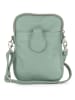 Lia Biassoni Leren smartphonetas "Paglia" groen - (B)15 x (H)20 x (D)1 cm