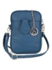 Lia Biassoni Leder-Handytasche "Paglia" in Blau - (B)15 x (H)20 x (T)1 cm