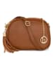 Lia Biassoni Leder-Umhängetasche "Flumendosa" in Hellbraun - (B)23 x (H)17 x (T)7 cm
