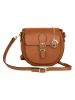 Lia Biassoni Leder-Umhängetasche "Accesa" in Hellbraun - (B)24 x (H)18 x (T)12 cm