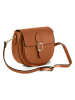 Lia Biassoni Leder-Umhängetasche "Accesa" in Hellbraun - (B)24 x (H)18 x (T)12 cm