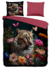 Pure Microvezel beddengoedset zwart/roze