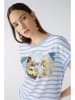 Oui Shirt wit/lichtblauw