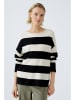 Oui Pullover in Weiß/ Schwarz