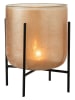 J Line Windlicht "Astor" in Hellbraun - (H)22,5 x Ø 18,5 cm