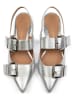 loft37 Leder-Slingballerinas in Silber