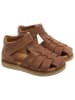 POM POM Leder-Halbsandalen in Hellbraun