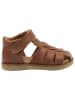 POM POM Leder-Halbsandalen in Hellbraun
