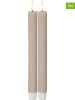 STAR Trading 2er-Set: LED-Kerzen "Flamme Stripe" in Beige - (H)25 cm