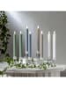 STAR Trading 2er-Set: LED-Kerzen "Flamme Stripe" in Beige - (H)25 cm