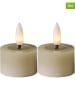 STAR Trading 2er-Set: LED-Windlicht "Flamme Flow" in Beige - (H)5 x Ø 4 cm