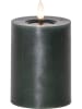 STAR Trading LED-Windlicht "Flamme Flow Pillar" in Dunkelgrün - (H) 12.5 x Ø 7,5 cm
