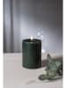 STAR Trading LED-Windlicht "Flamme Flow Pillar" in Dunkelgrün - (H) 12.5 x Ø 7,5 cm