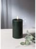 STAR Trading LED-Windlicht "Flamme Flow Pillar" in Dunkelgrün - (H)15 x Ø 7,5 cm
