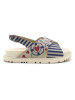 Goby Leder-Sandalen in Beige/ Dunkelblau/ Rot