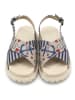 Goby Leder-Sandalen in Beige/ Dunkelblau/ Rot