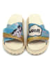 Goby Leder-Pantoletten in Beige/ Hellblau