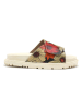 Goby Leder-Pantoletten in Beige/ Schwarz/ Rot