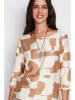 William de Faye Blouse lichtbruin/wit