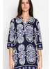 William de Faye Kleid in Dunkelblau/ Weiß