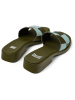 Camper Leren instappers kaki/turquoise